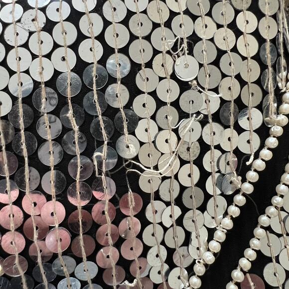 Vintage 80s Joseph Le‎ Bon Silk Sequin Beaded Top Size Medium Avant Garde Artsy - Picture 6 of 9